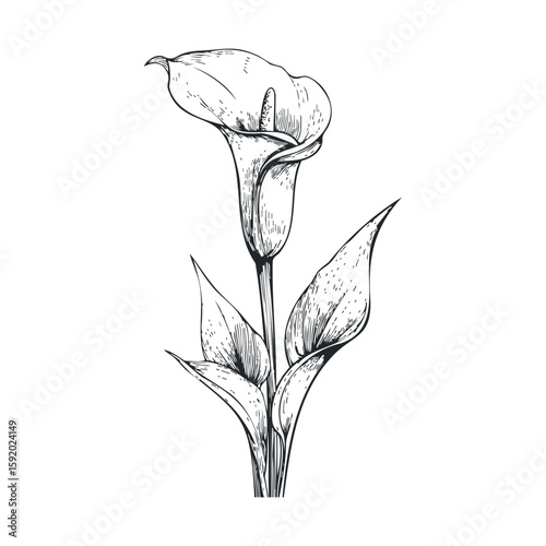 Elegant calla lily sketch for floral design projects