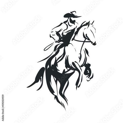 Western theme cowboy riding horse in equestrian adventure
