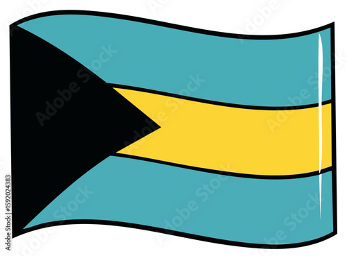 Bahamian Flag: This image is the symbolic representation of the Bahamian flag, a vibrant emblem embodying the nation's rich heritage and identity, set against a clean backdrop.