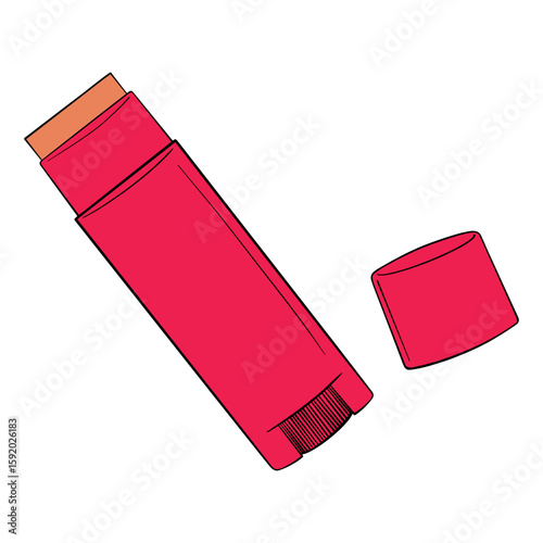 Protective and Moisturizing Lip Balm Block Stick. Drawing isolated on the white background. Hand drawn colorful digital illustration. Vector EPS10 and IPG