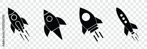 Rocket launch icon silhouette vector illustration. Business start up symbol. Rocket launching sign. eps 10