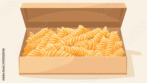 Whole Wheat Pasta Box Isolated on Simple Flat Background