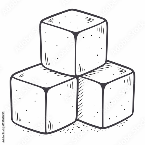 stack of sugar cubes on a white background