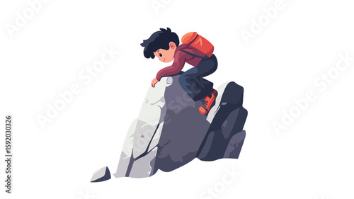 Brave Child Climbing Displaying Daring Action