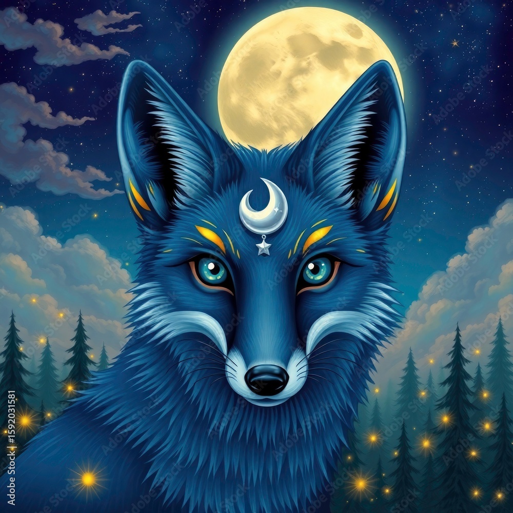 Fototapeta premium fox and moon