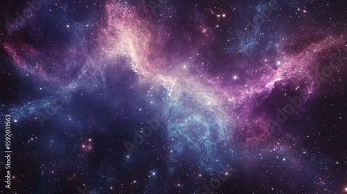 Colorful Nebula Cloud Formation in Deep Space with Scattered Stars