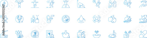 healthy lifestyle icon set I editable I outline gradient color style

