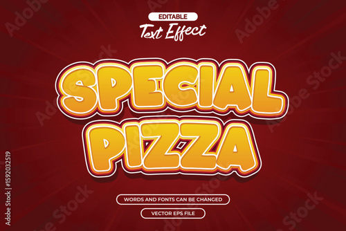 Special pizza editable text effect with cartoon text style