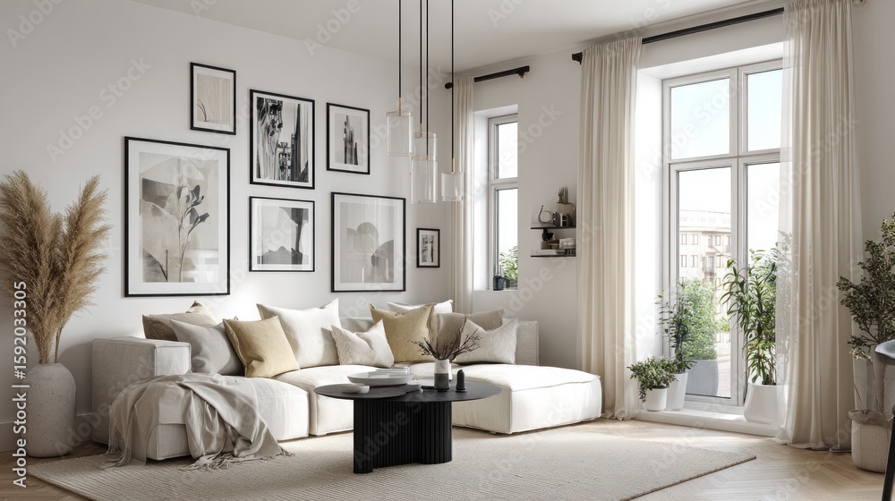 Fototapeta premium Modern, bright living room