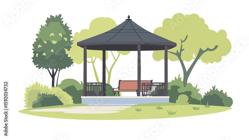 Tranquil Garden Gazebo in Peaceful Park Setting