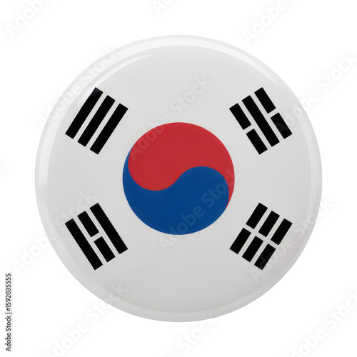 Free Download a pristine glossy button featuring the vibrant Korean flag, perfect for apparel, accessories, and national themes - GFXLoad