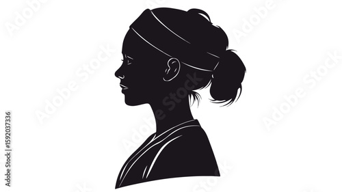 Professional Detailed Nurse Silhouette Portrait in Simple Design