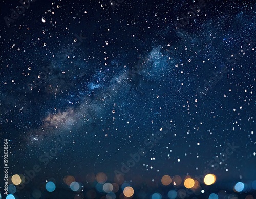Night sky with Milky Way and city lights