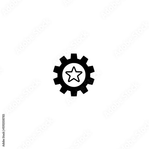 Gear with star icon representing premium settings and high quality system configuration vector

