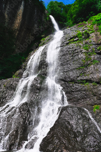 Rize Caglayan Waterfall taken from the top by drone