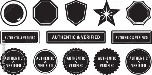 Collection of thirteen black and white vintage style seals and badges