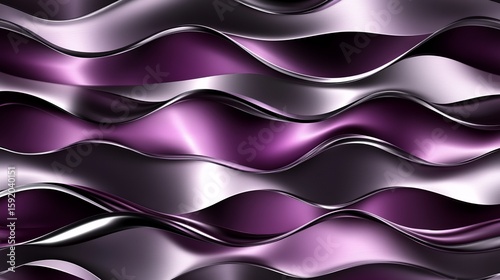 Abstract Purple Waves Background with Metallic Shine Design Element
