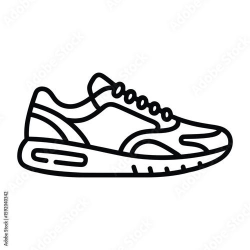 Sneaker Sole Icon, Vector, Illustration, Icon, Outline, Line Art, Silhouette, White Background.