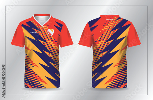 blue orange and yellow sport jersey for football and soccer shirt template