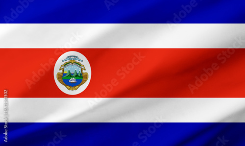 Costa Rica flag background with waving fabric texture