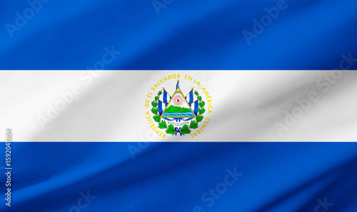 El Salvador flag background with waving fabric texture