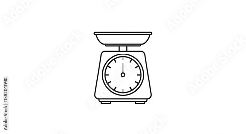 Simple icon of a kitchen scale with clear dial lines, minimal look, clean white background
