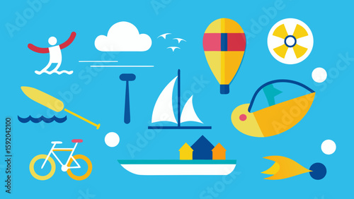 Minimal water sports icon collection  no text