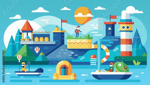 Modern flat illustration of water adventure set