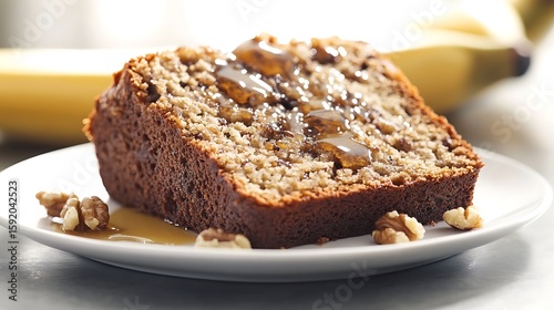 Wallpaper Mural Slice of Banana Nut Bread with Glaze on a White Plate Torontodigital.ca