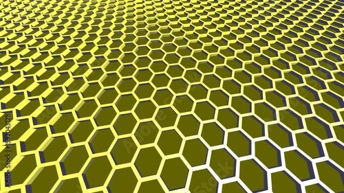 Seamless 3D yellow hexagon grids background.