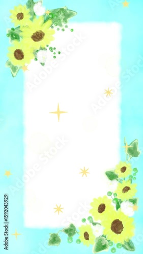  夏カワイイ・ひまわりキラキラフレーム