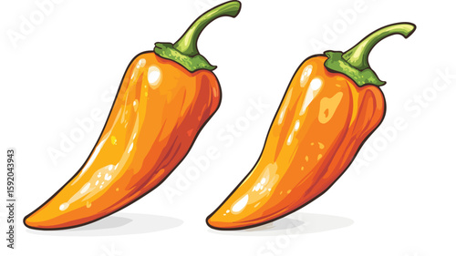 Vibrant Orange Habanero Peppers Chili Spicy Food Ingredient