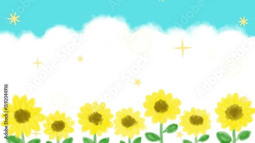  夏カワイイ・ひまわりキラキラフレーム