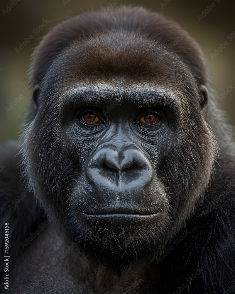 Fototapeta premium Calm and peace on western lowland gorilla's face close up photo 