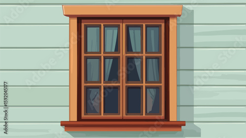 Modern Wood Window Glass Vector Illustration Minimalistic Design Background