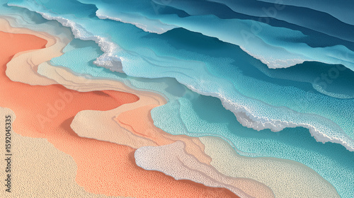 artistic hand-drawn waves illuminated by sunset and sunrise hues These creative illustrations are perfect for branding, surf culture designs, stationery, and web projects