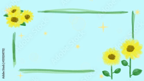  夏カワイイ・ひまわりキラキラフレーム