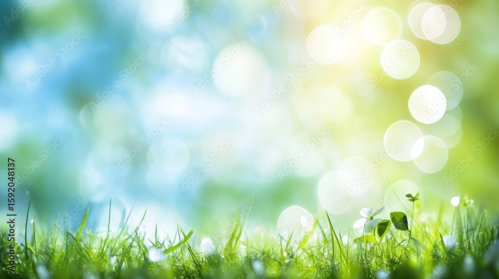 Obraz premium Blurred nature background, fresh grass