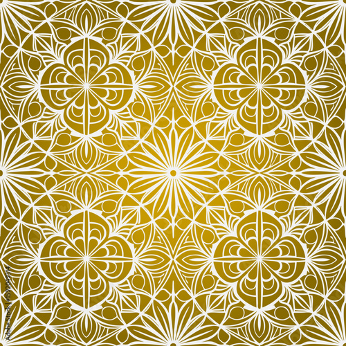Ornement décoratif Motif abstrait Fleur Etoile Réseau de style oriental doré or