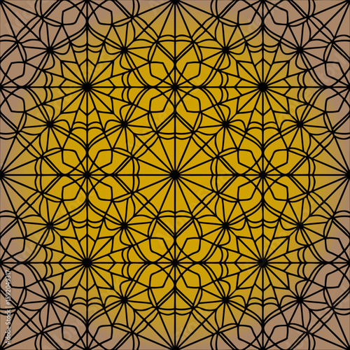 Ornement décoratif Motif abstrait Fleur Etoile Réseau de style oriental doré or