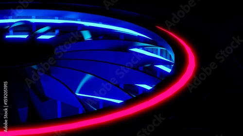 animated background. rotating cooler with neon lighting. 3d render looped animation