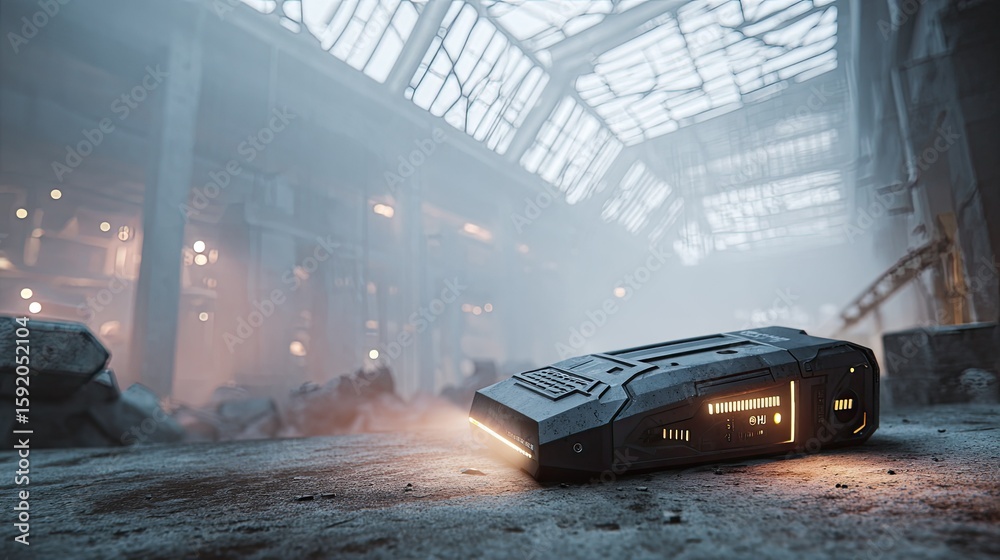 Obraz premium Abandoned factory, futuristic device