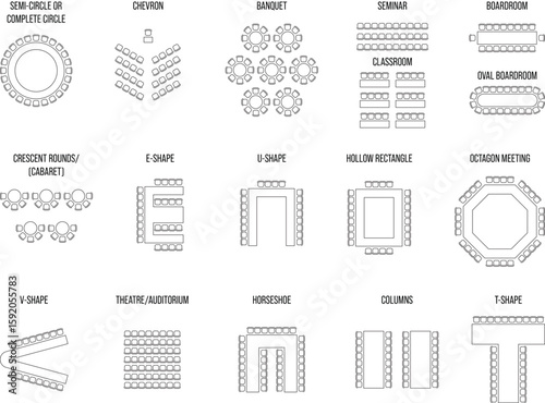 Seat plan icon symbol, seat map, customizable stroke, vector, illustration
