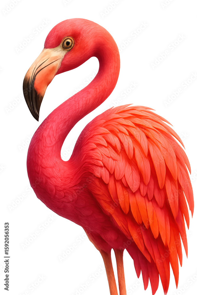 Fototapeta premium Pink flamingo standing with transparent background