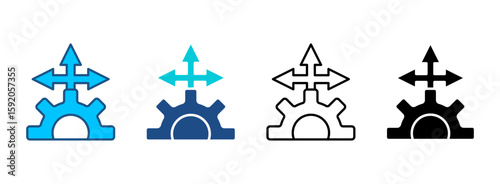 Direction Icon Set With Multiple Styles. Vector Illustration
