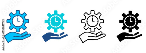 Time Management Icon Set With Multiple Styles. Vector Illustration