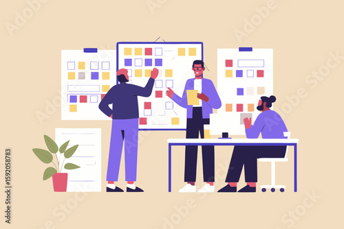 Collaborative project planning brainstorming session teamwork business strategy meeting office startup innovation
