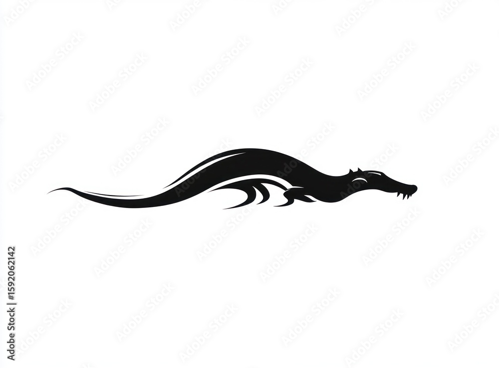 Obraz premium Silhouetted stylized crocodile in motion