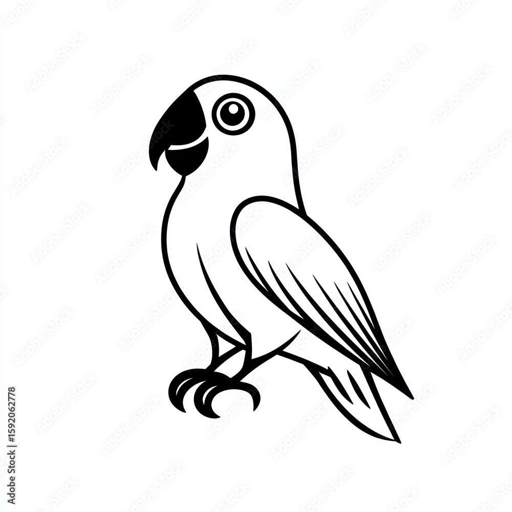 Fototapeta premium Simple black and white parrot graphic (3)