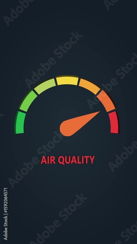 Virtical Video of Air Quality Gauge Meter Going Up Animation